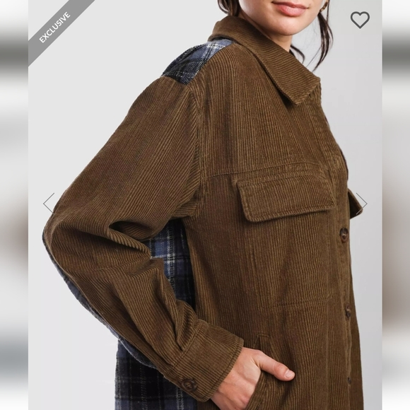 NWT Gilded Intent brown cord/blue plaid jacket - Picture 5 of 10